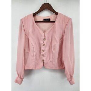 A.S.E. Collection Pink Button Front Cropped Blouse Jacket 18W